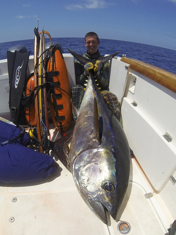 We caught this 70 kg Big Eye Tuna on 50 pound line and 30 pound